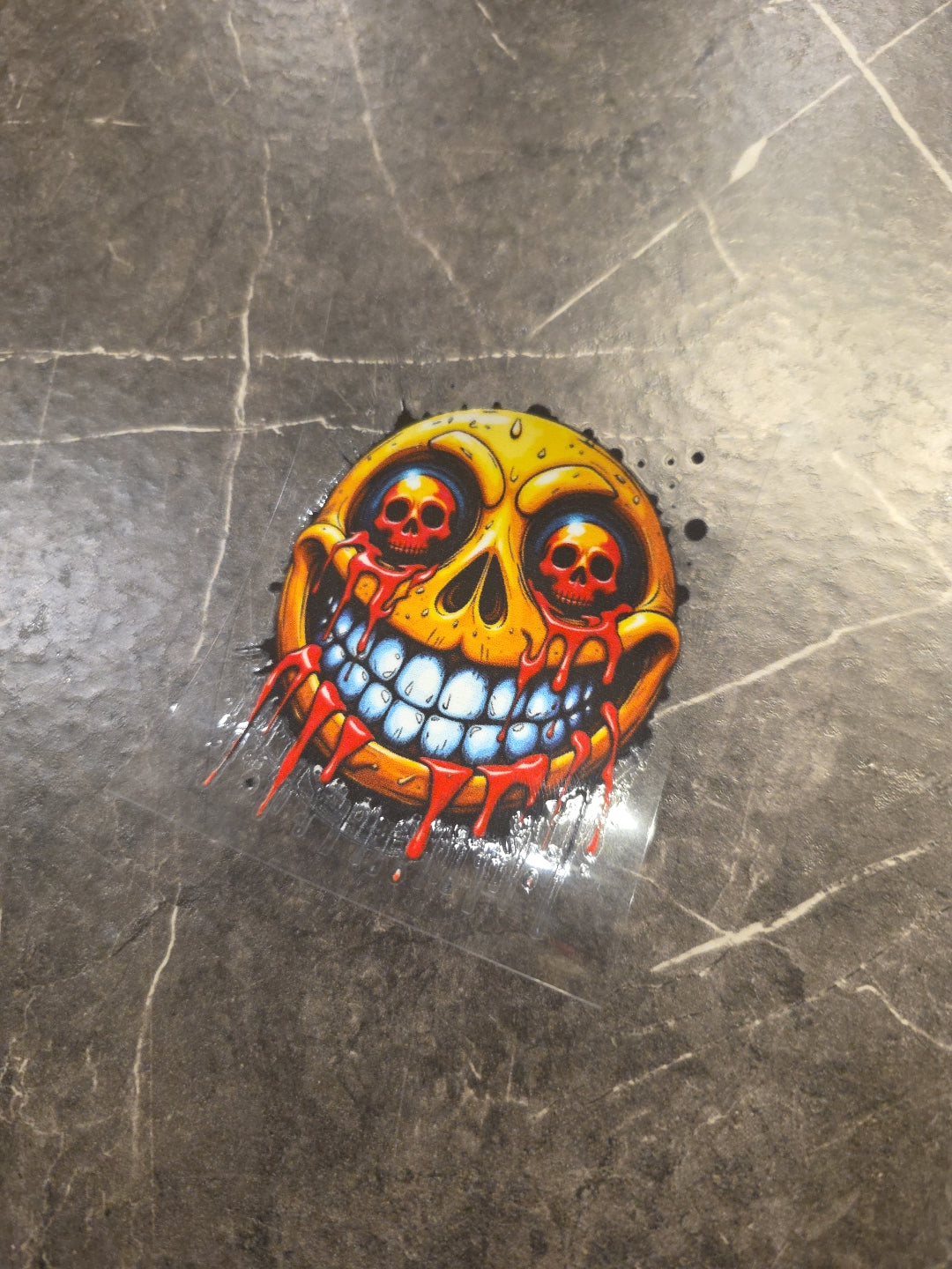 Evil Smile Skull Eyes Smiley Face UVDTF Raised Decal STICKER Waterproof Color