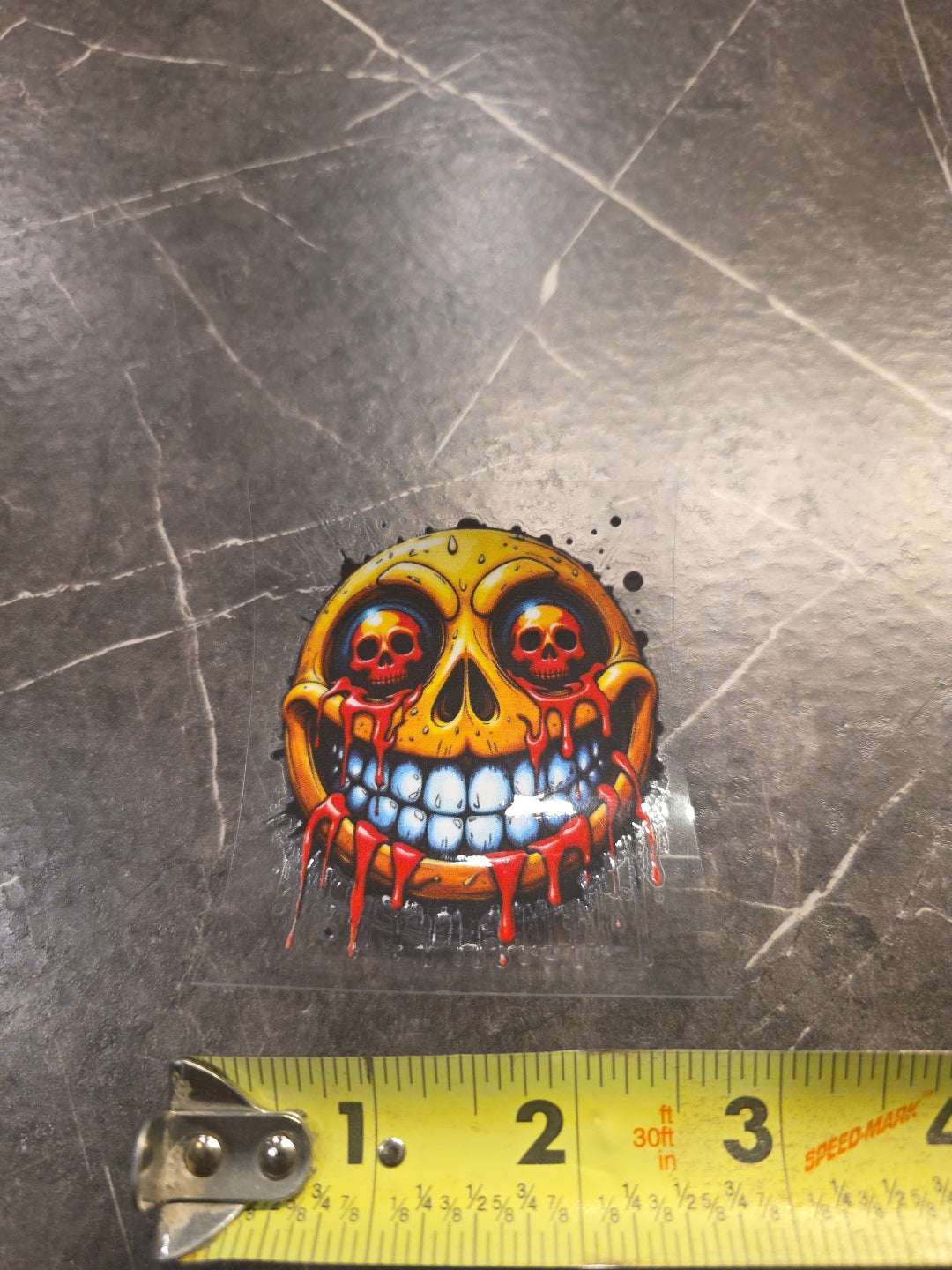 Evil Smile Skull Eyes Smiley Face UVDTF Raised Decal STICKER Waterproof Color