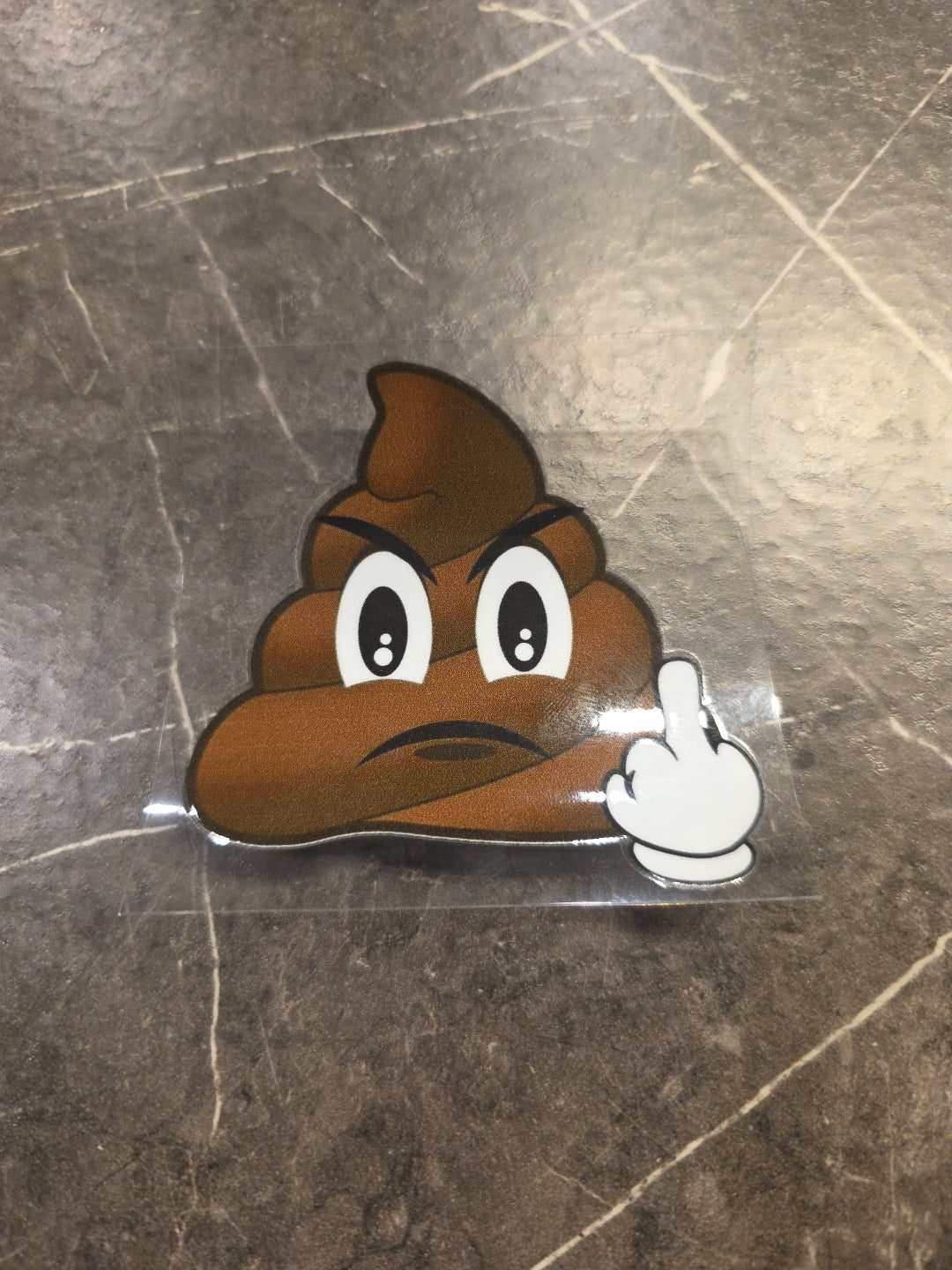 Poop Emoji Middle Finger Frowning UVDTF Raised Color Decal Sticker Waterproof