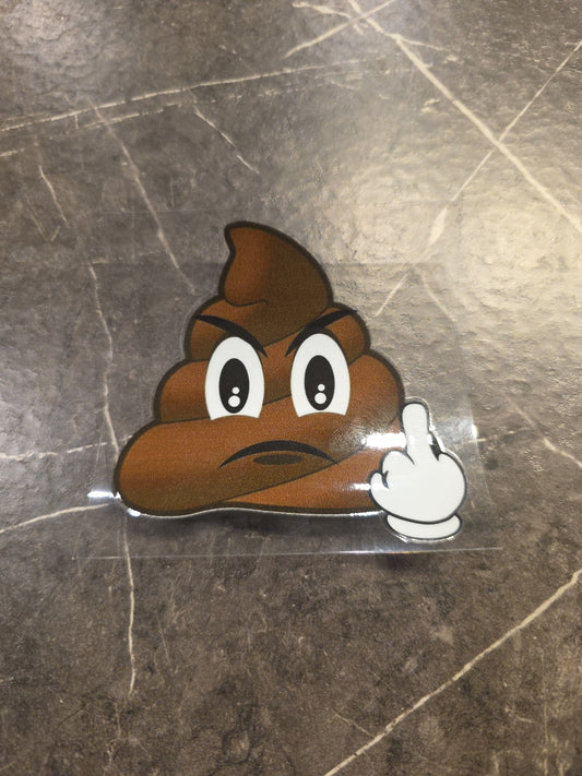 Poop Emoji Middle Finger Frowning UVDTF Raised Color Decal Sticker Waterproof