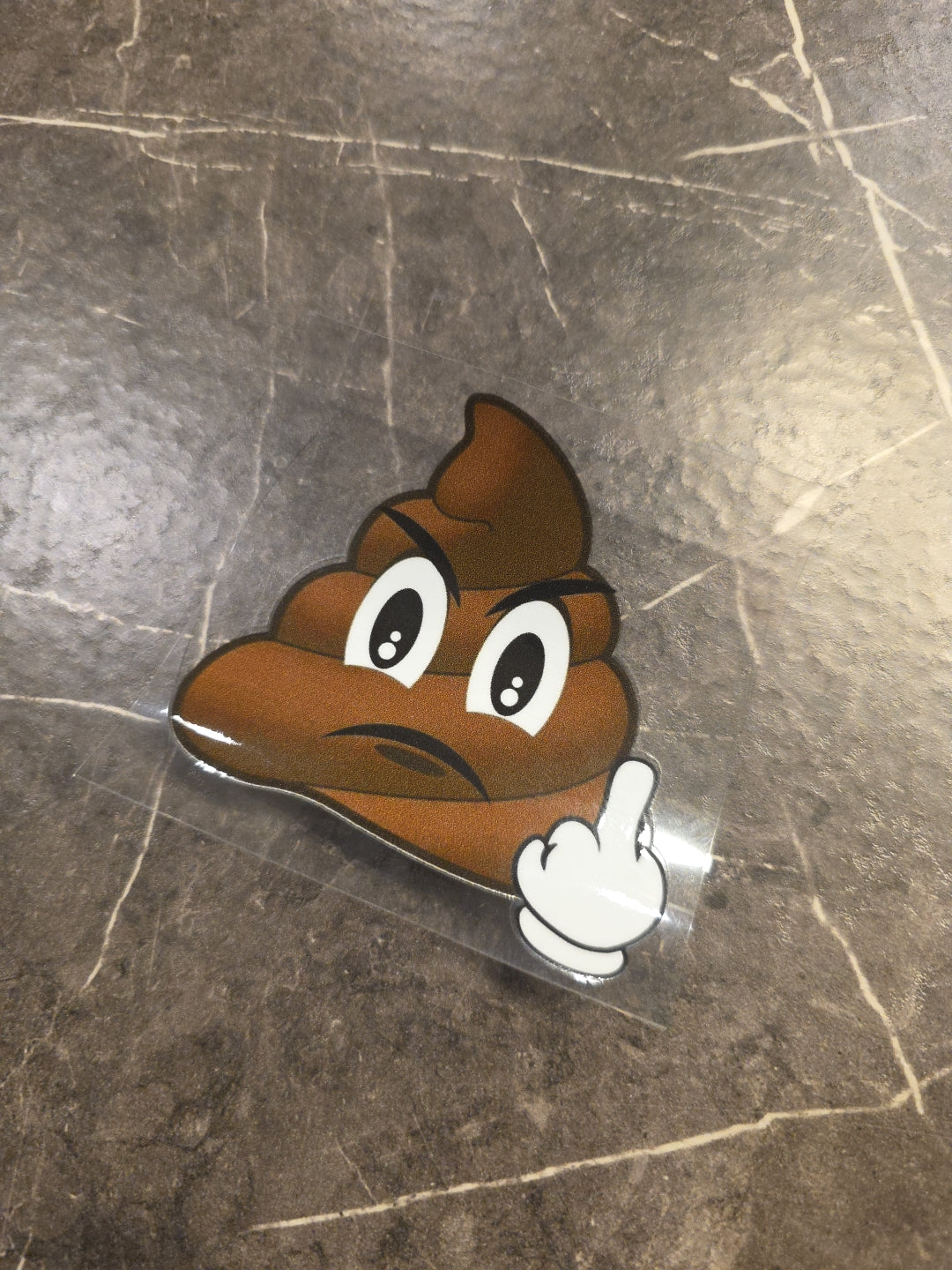 Poop Emoji Middle Finger Frowning UVDTF Raised Color Decal Sticker Waterproof