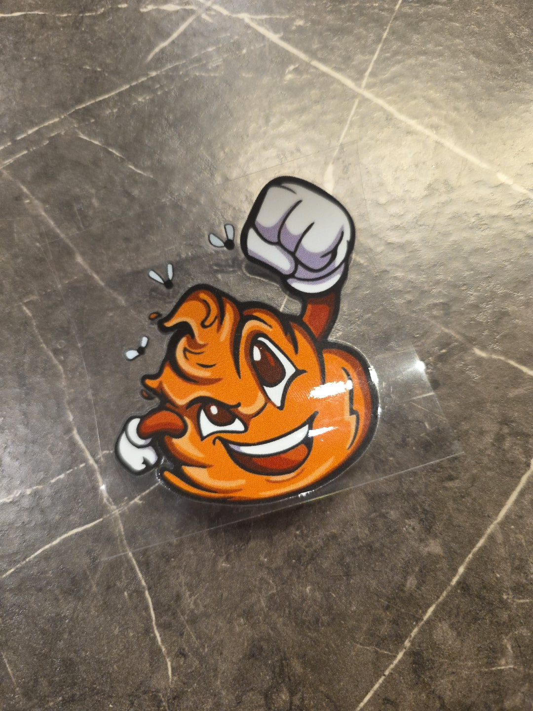 Excited Poop Emoji Jumping Fist UVDTF Raised Decal Sticker Color Waterproof