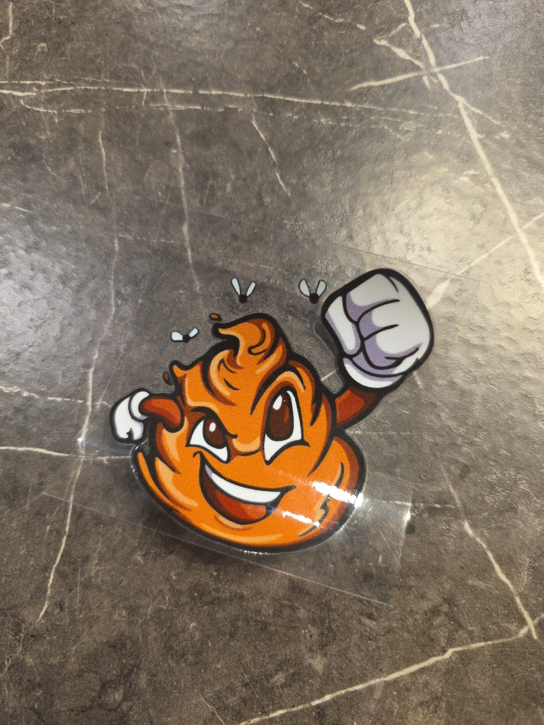 Excited Poop Emoji Jumping Fist UVDTF Raised Decal Sticker Color Waterproof