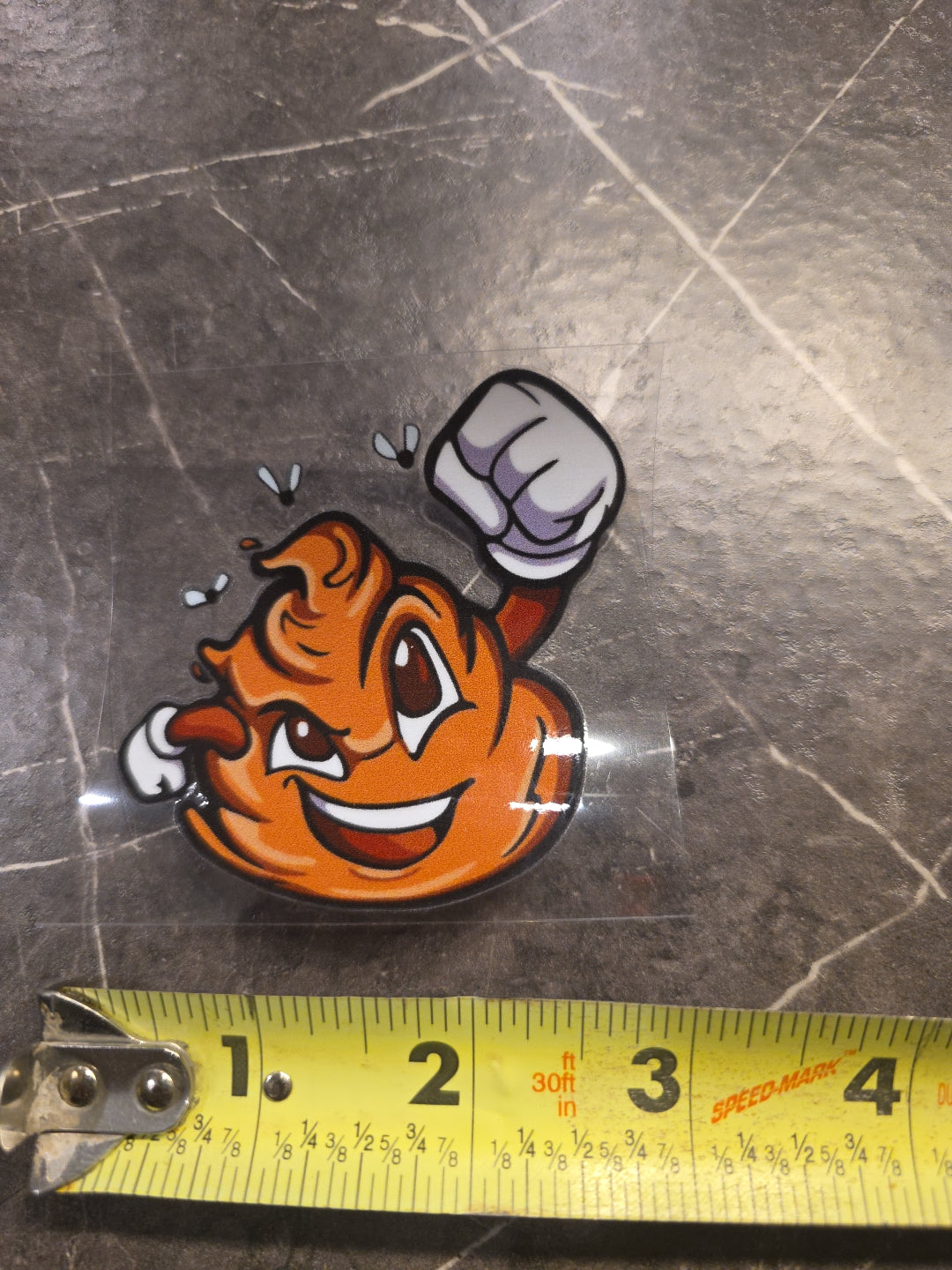 Excited Poop Emoji Jumping Fist UVDTF Raised Decal Sticker Color Waterproof