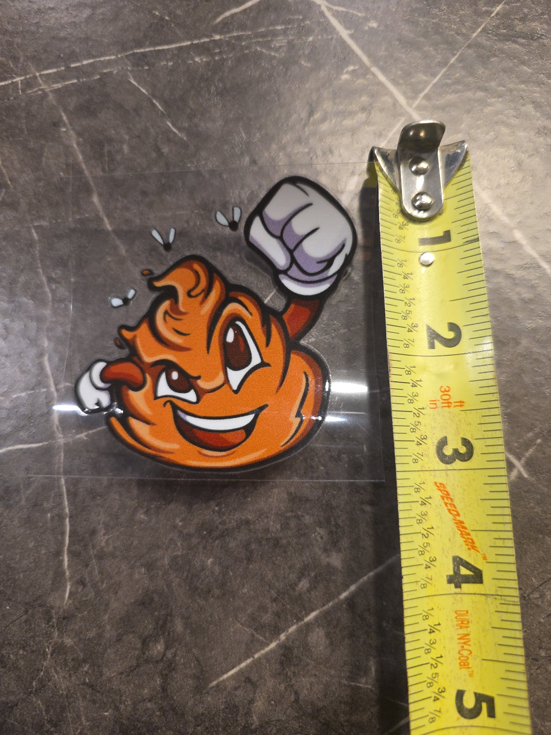 Excited Poop Emoji Jumping Fist UVDTF Raised Decal Sticker Color Waterproof