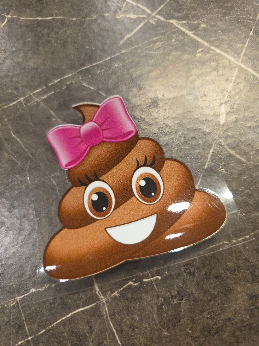 Female Poop Emoji UVDTF Raised Decal Sticker In Full Color Waterproof