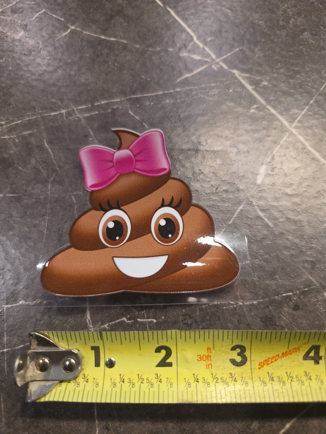 Female Poop Emoji UVDTF Raised Decal Sticker In Full Color Waterproof