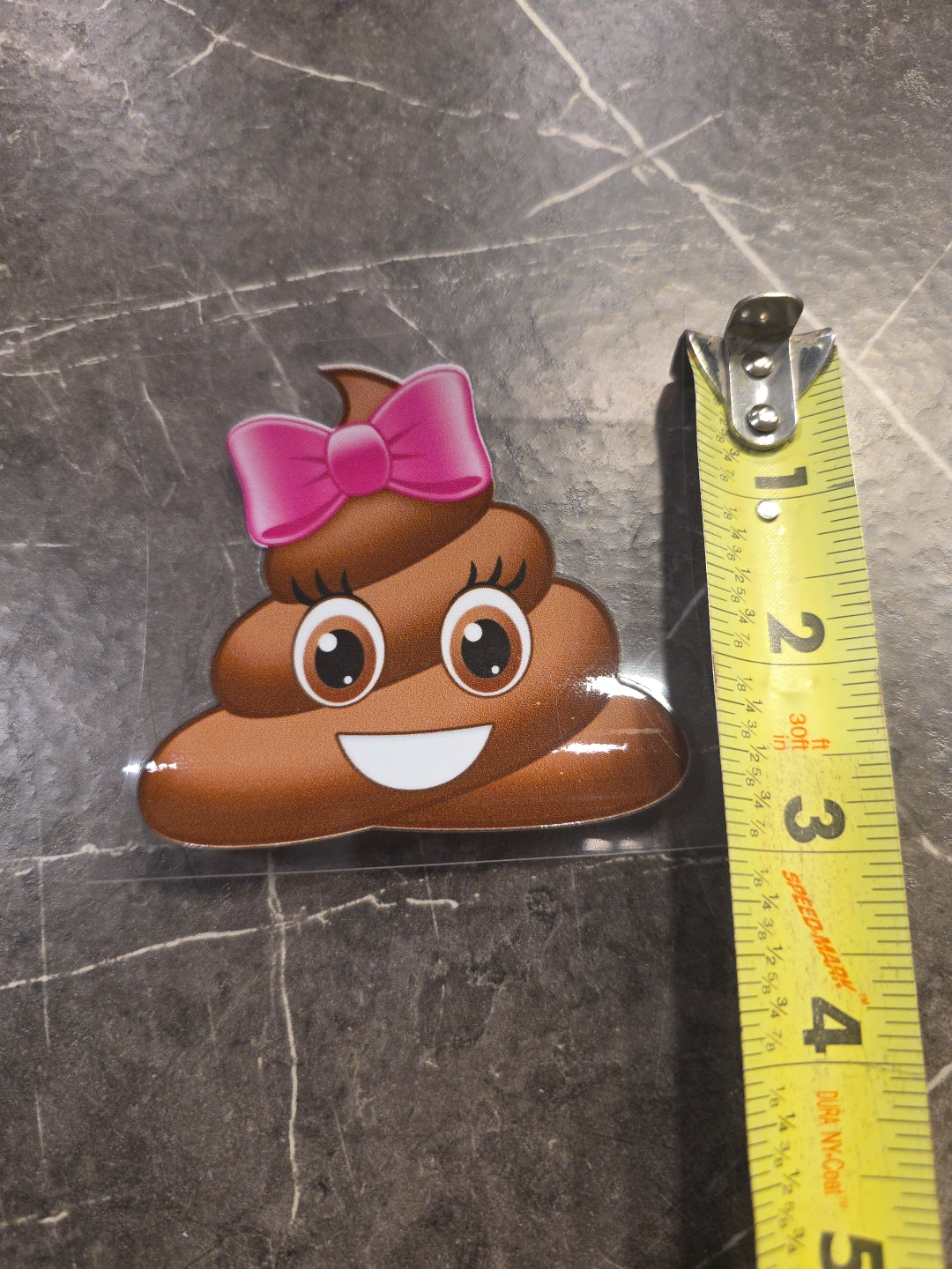 Female Poop Emoji UVDTF Raised Decal Sticker In Full Color Waterproof