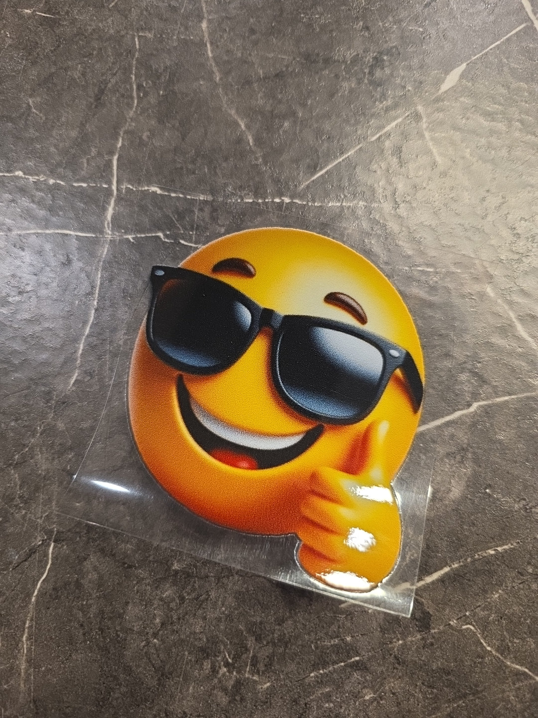 Sun Glasses Thumb Up Smiley Face Emoji UVDTF Raised Decal Sticker Waterproof