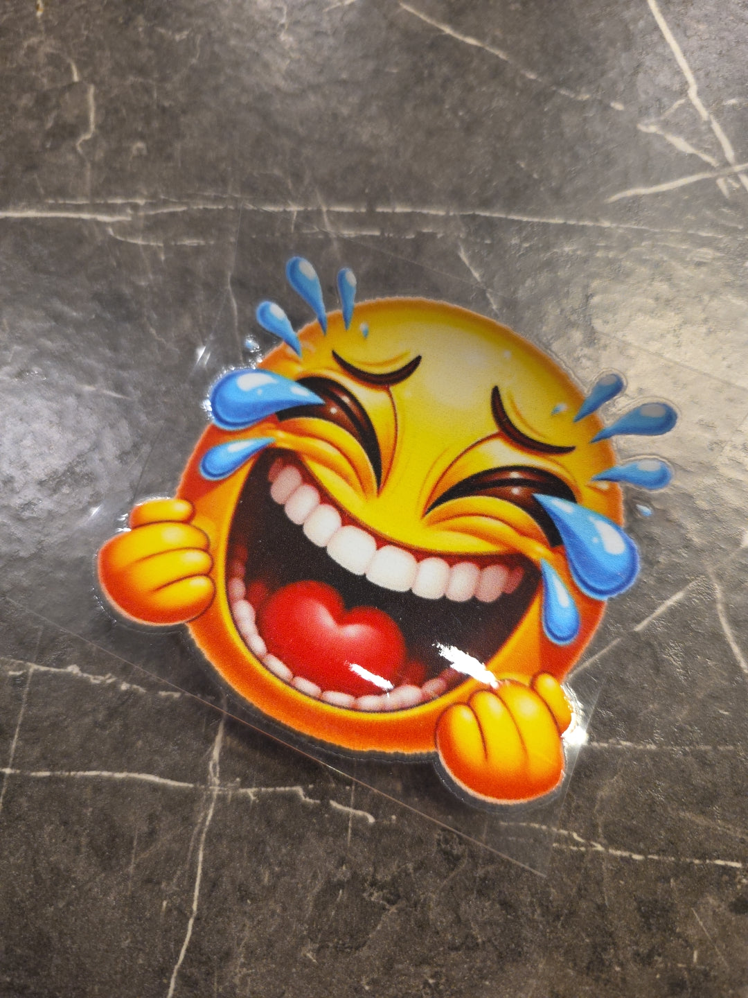 Laughing Cry Smiley Face Emoji Balled Fists UVDTF Decal Sticker Waterproof USA