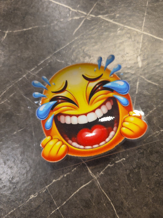 Laughing Cry Smiley Face Emoji Balled Fists UVDTF Decal Sticker Waterproof USA