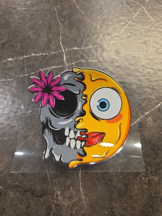 Female Zombie Smiley Face Flower Emoji UVDTF Raised Decal Sticker Waterproof