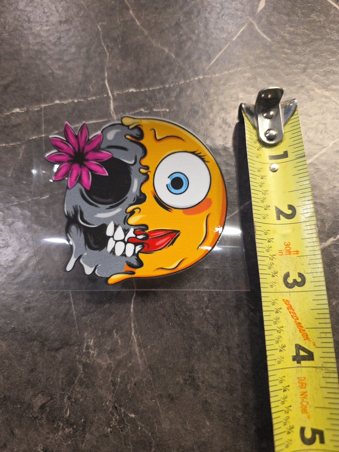 Female Zombie Smiley Face Flower Emoji UVDTF Raised Decal Sticker Waterproof