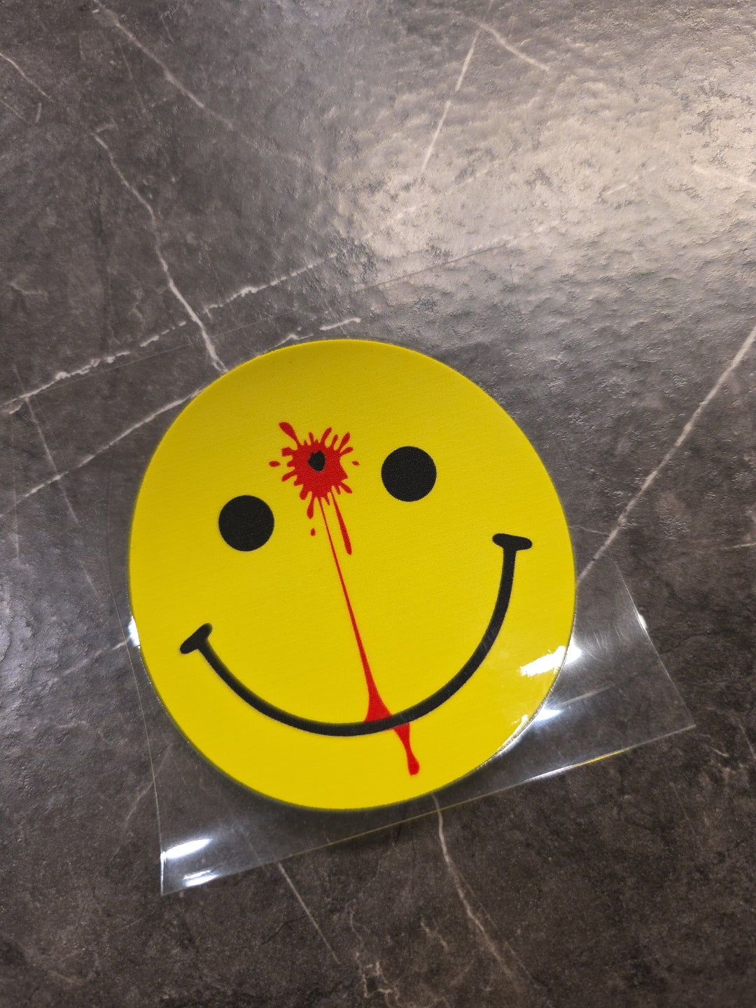 Smiley Face Head Shot Blood UVDTF Raised Decal Sticker Waterproof Full Color