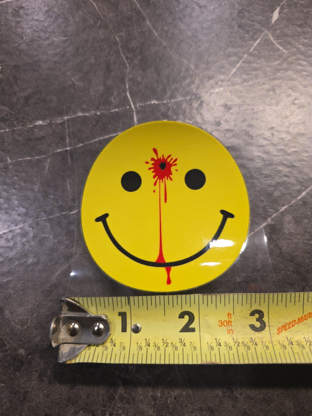 Smiley Face Head Shot Blood UVDTF Raised Decal Sticker Waterproof Full Color