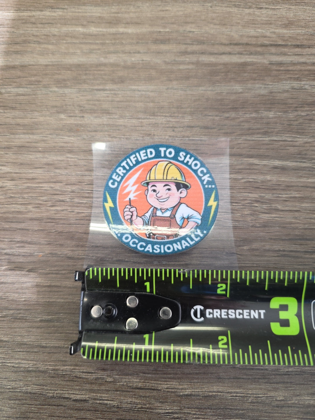 “Certified to Shock Occasionally” Decal – Electrician Hard Hat Sticker | UV DTF