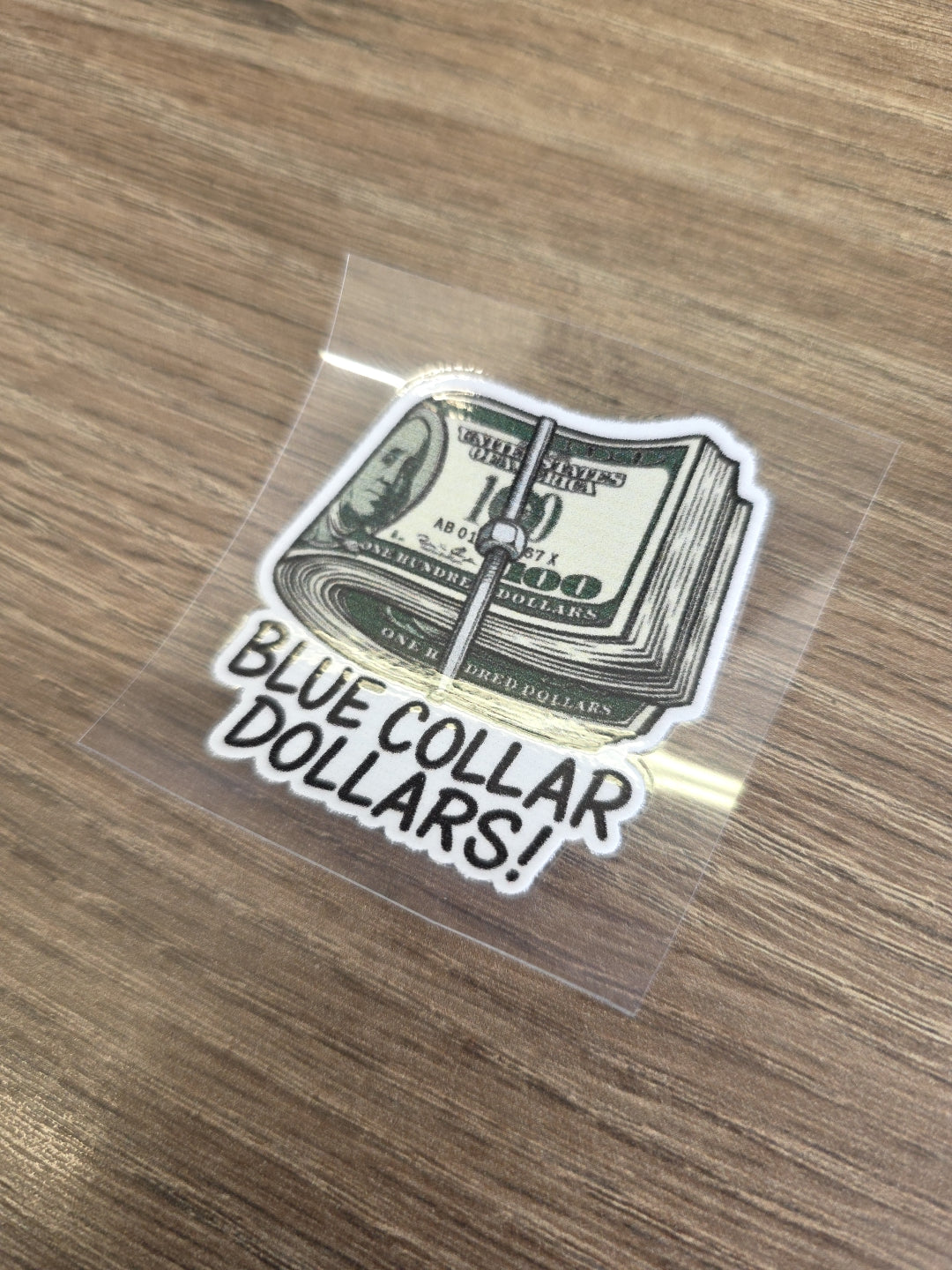 “Blue Collar Dollars” Decal – Hard Hat & Toolbox Sticker | UV DTF