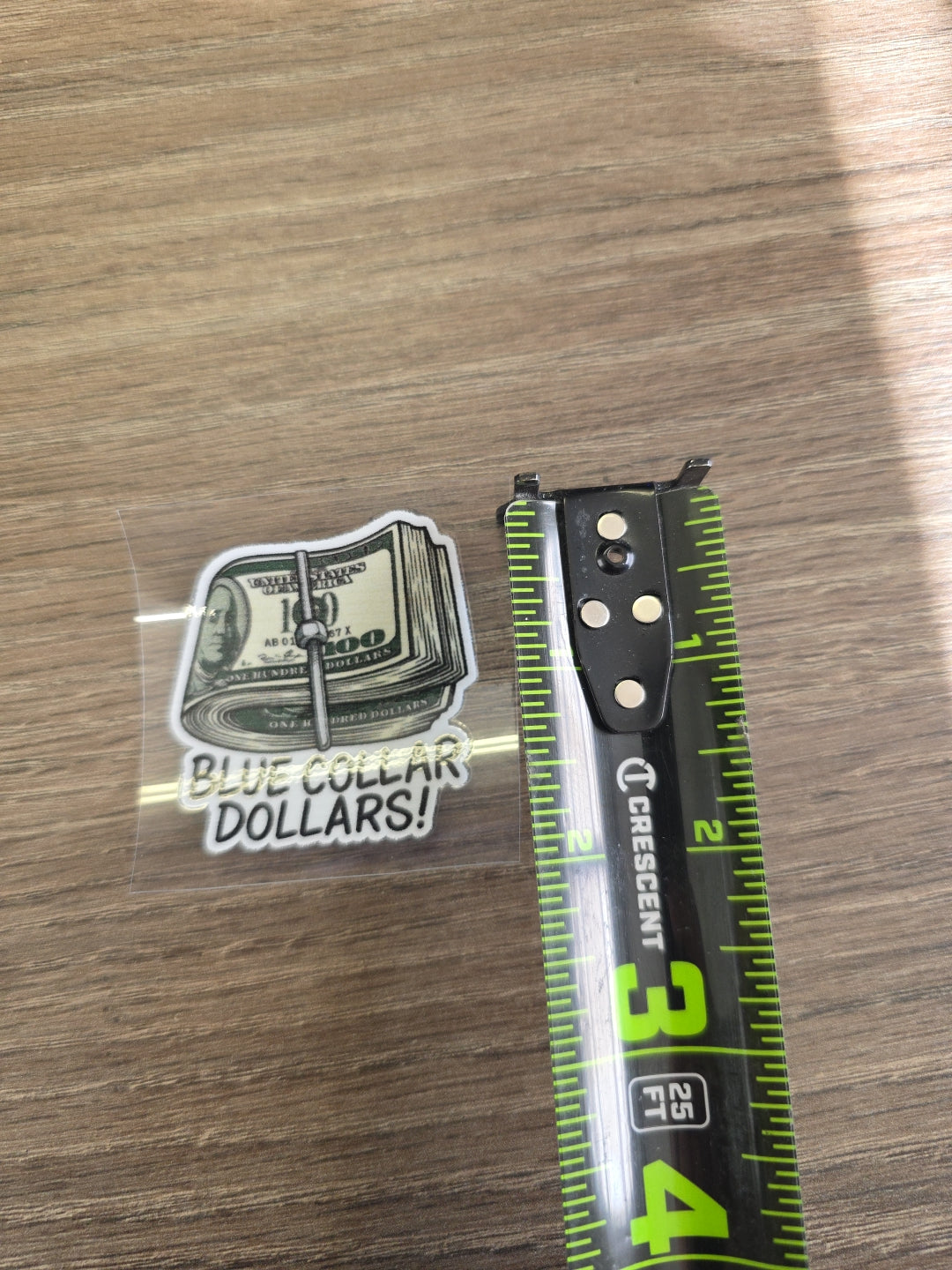 “Blue Collar Dollars” Decal – Hard Hat & Toolbox Sticker | UV DTF