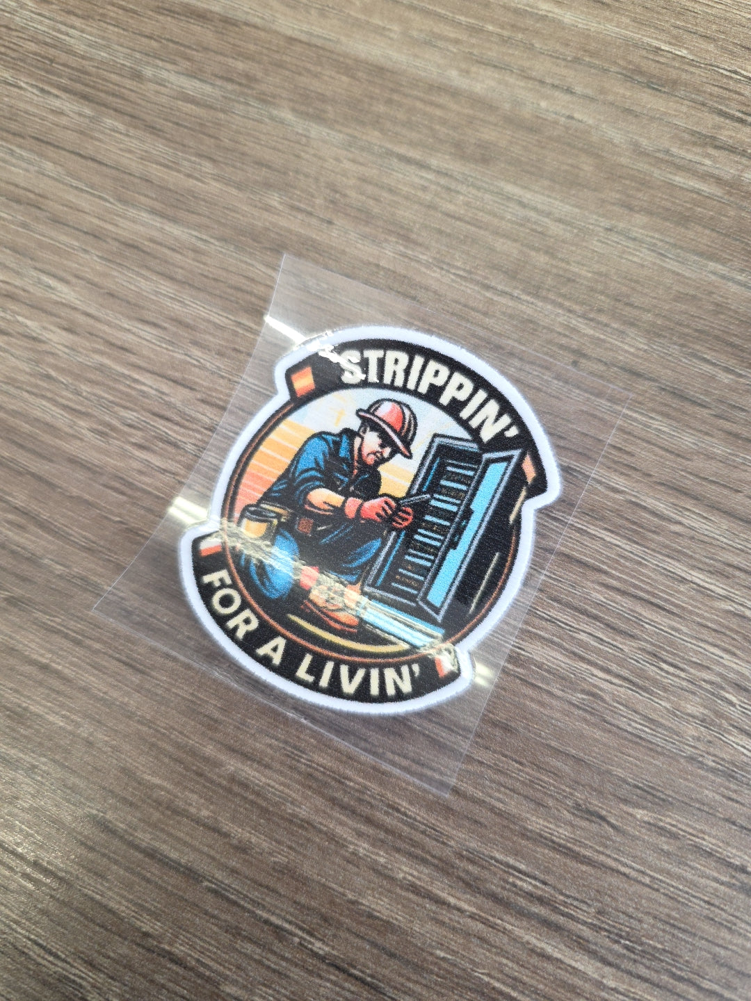 “Strippin’ for a Livin’” Decal – Electrician Hard Hat Sticker | UV DTF