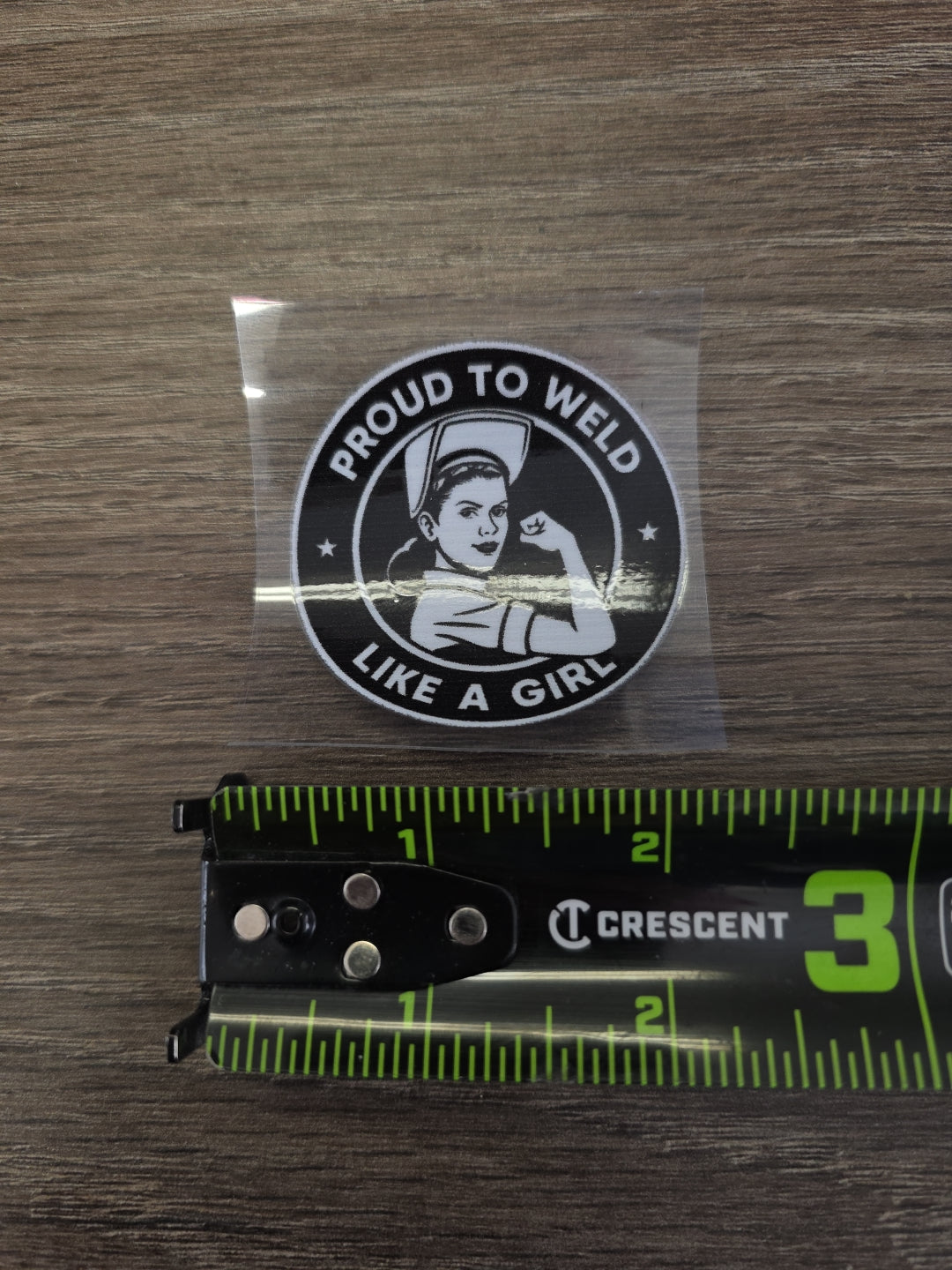 “Proud to Weld Like a Girl” Black & White Decal – Welder Hard Hat Sticker | UV DTF