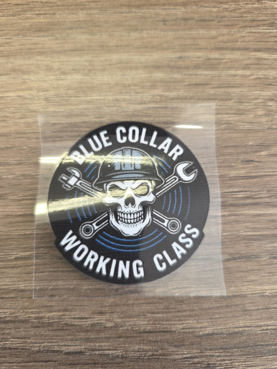 “Blue Collar Working Class” Decal – Skull Hard Hat Sticker | UV DTF