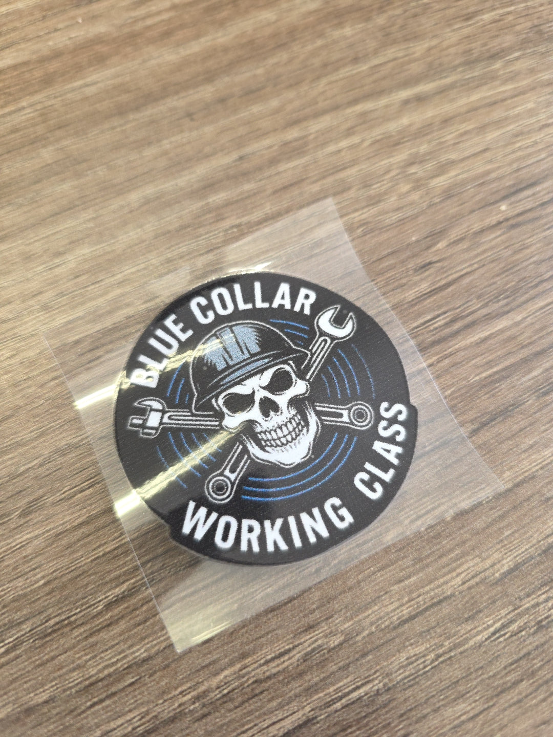 “Blue Collar Working Class” Decal – Skull Hard Hat Sticker | UV DTF