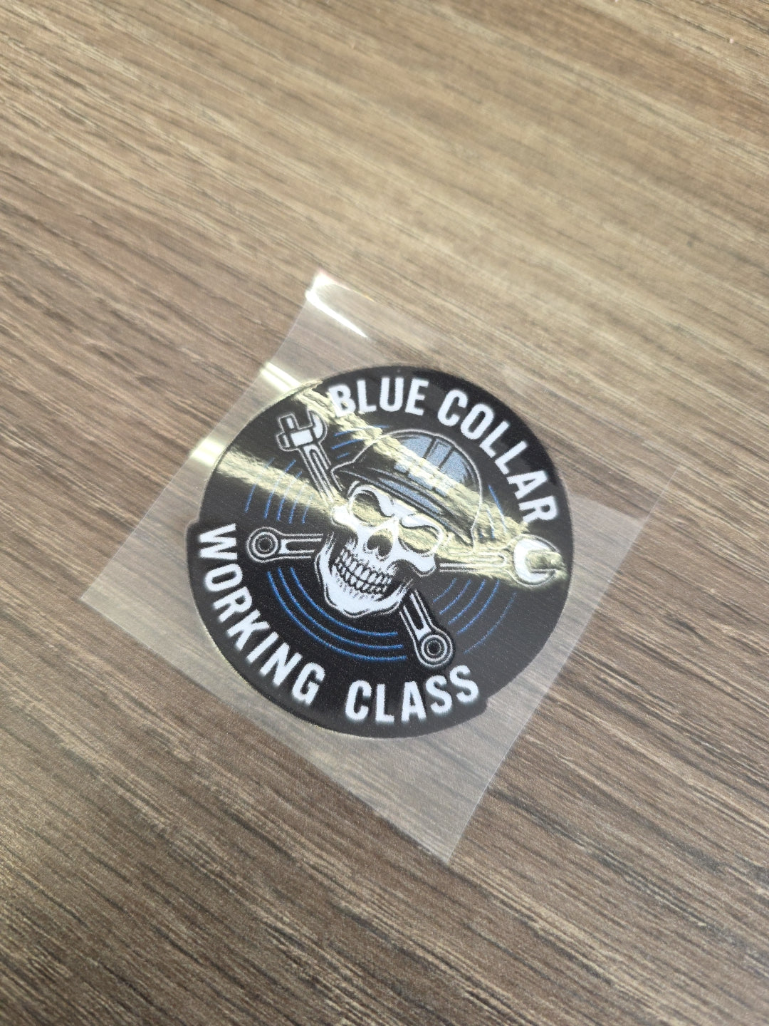 “Blue Collar Working Class” Decal – Skull Hard Hat Sticker | UV DTF