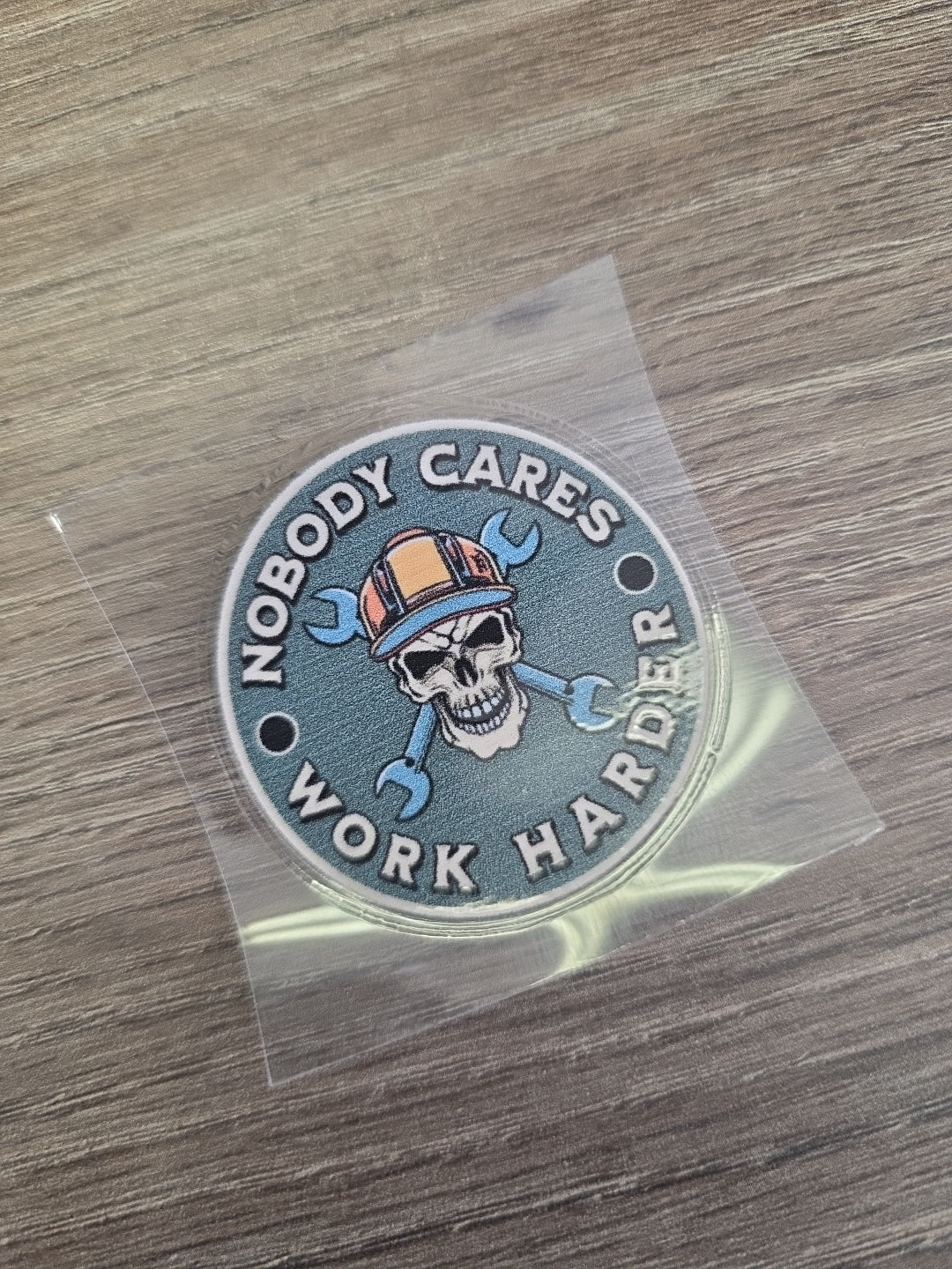 Nobody Cares Work Harder Decal – Skull Wrench UV DTF Sticke