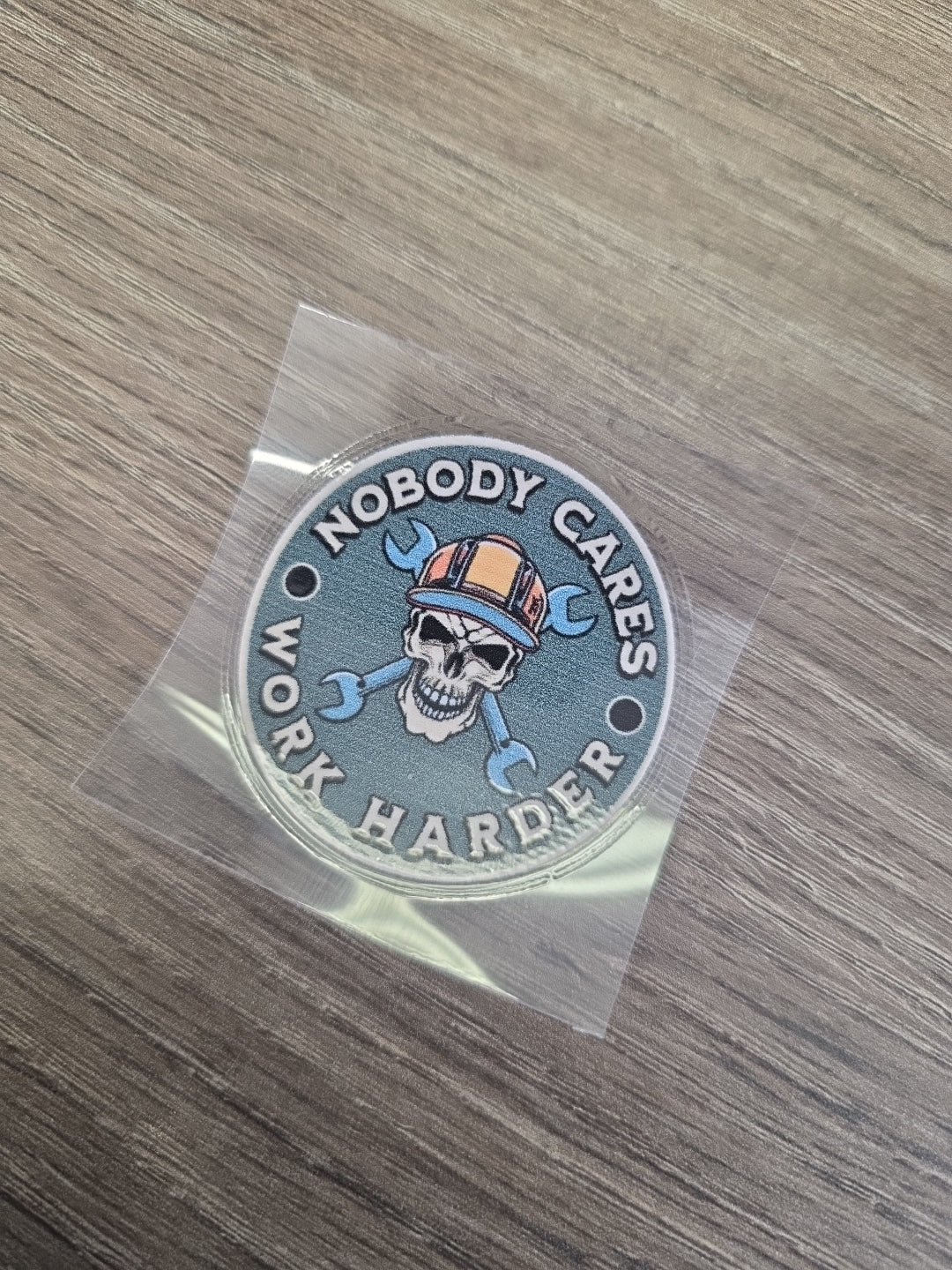 Nobody Cares Work Harder Decal – Skull Wrench UV DTF Sticke