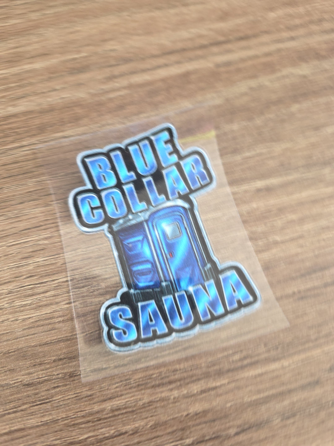 Blue Collar Sauna Decal – UV DTF Hard Hat Sticker