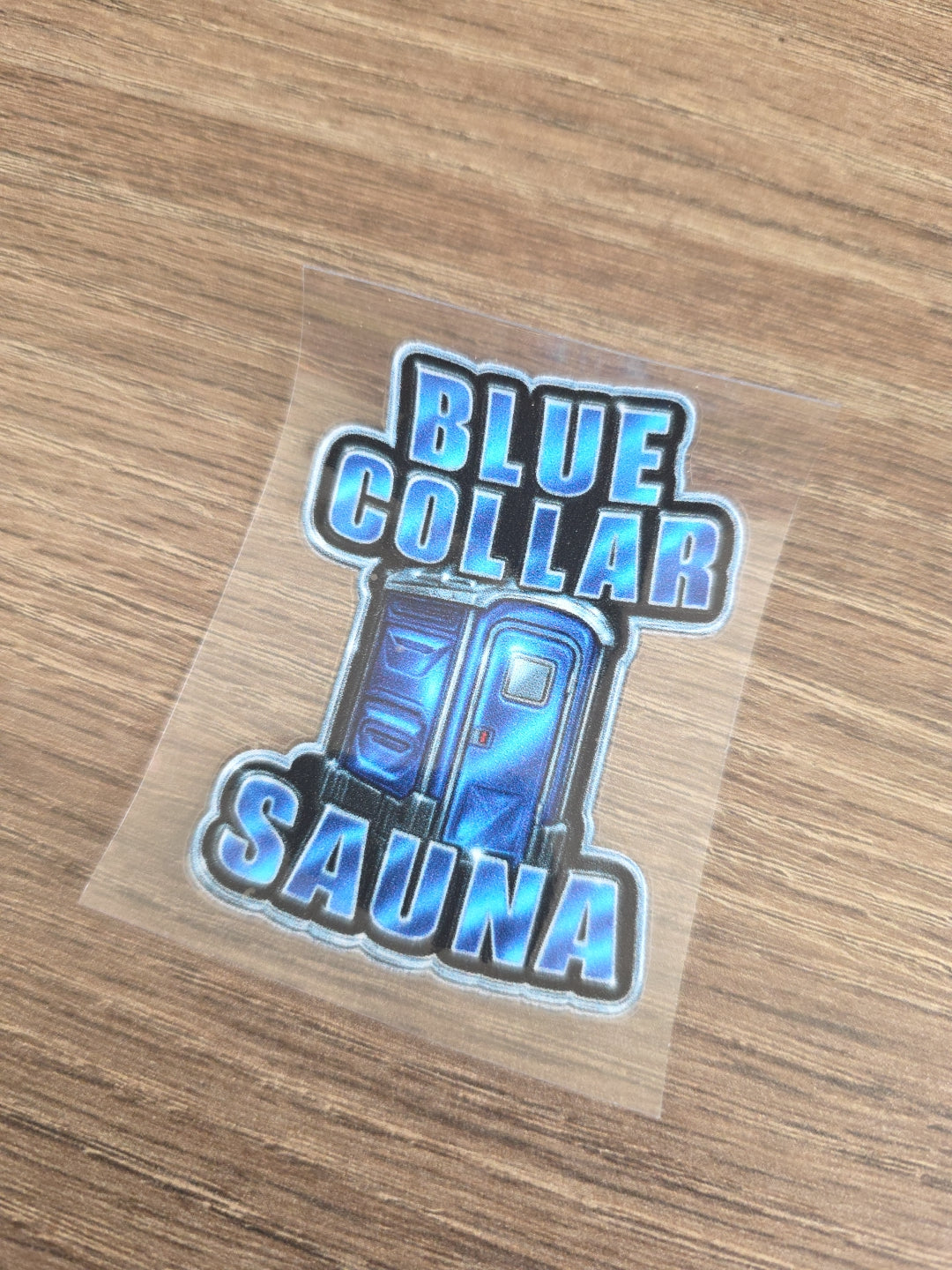 Blue Collar Sauna Decal – UV DTF Hard Hat Sticker