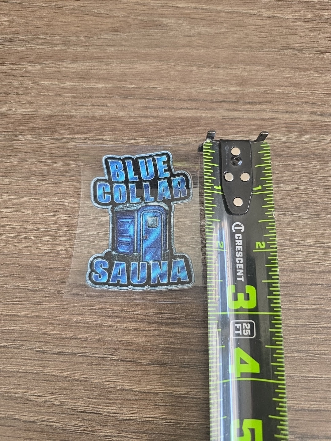 Blue Collar Sauna Decal – UV DTF Hard Hat Sticker