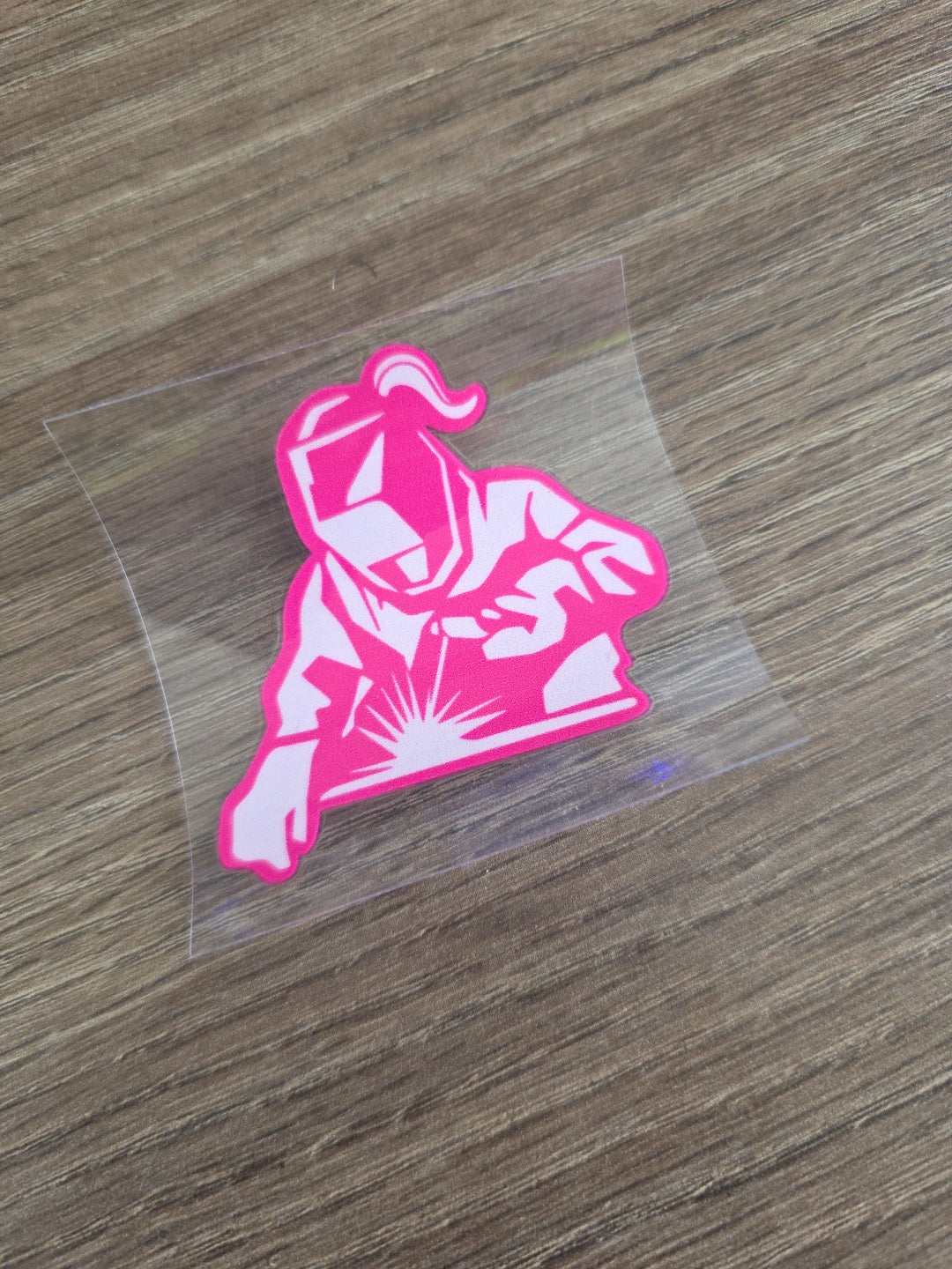 Pink Welder Decal – UV DTF Hard Hat Sticker