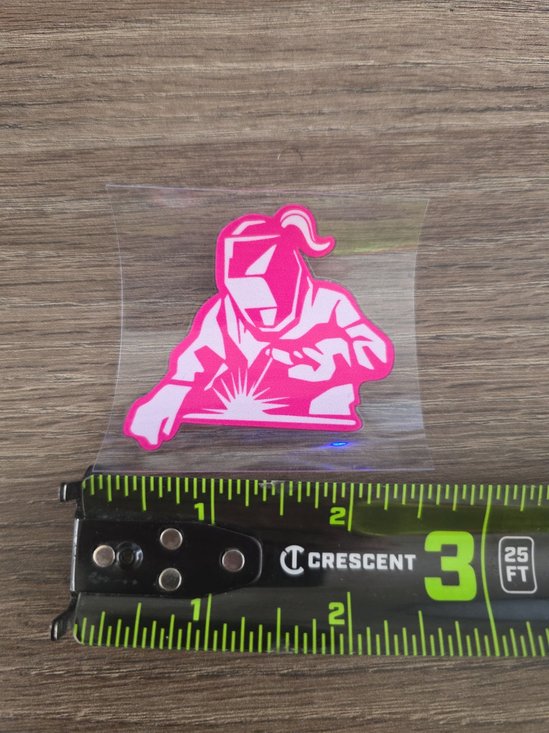 Pink Welder Decal – UV DTF Hard Hat Sticker