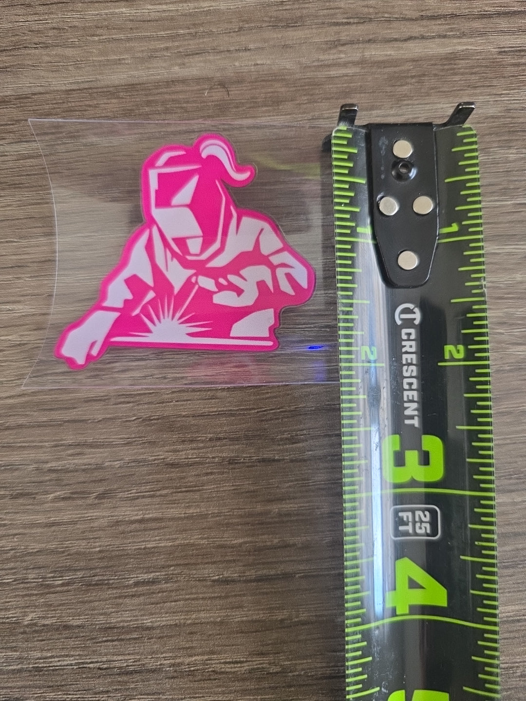 Pink Welder Decal – UV DTF Hard Hat Sticker