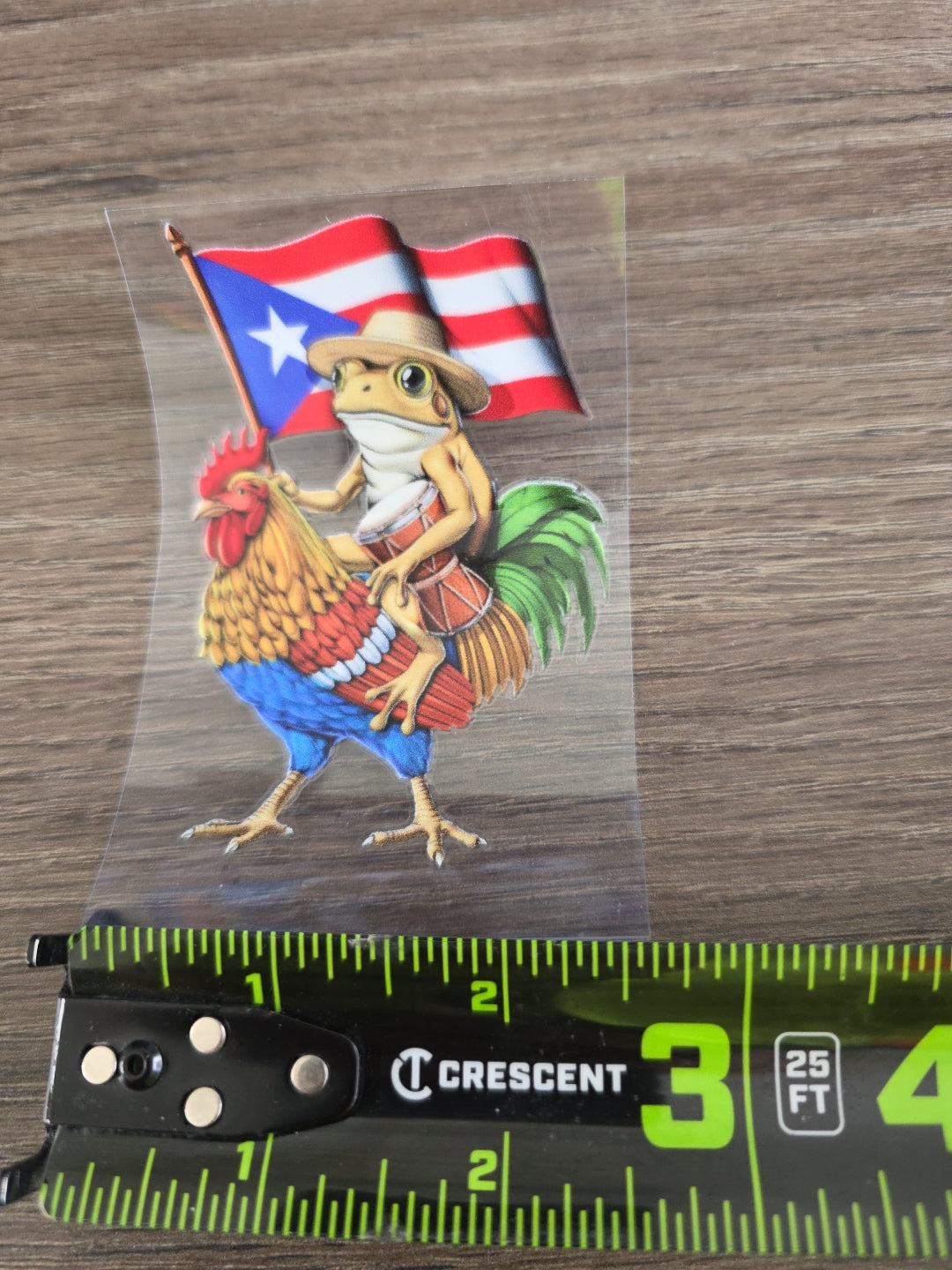 Puerto Rico Coquí & Gallo UV DTF Transfer – Boricua Pride Flag Design for Hard Surfaces