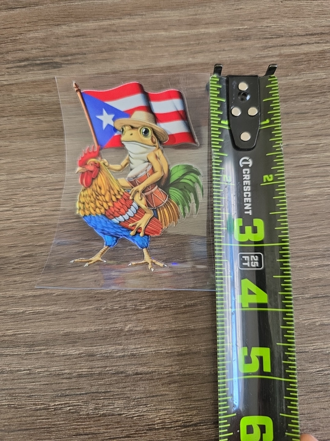 Puerto Rico Coquí & Gallo UV DTF Transfer – Boricua Pride Flag Design for Hard Surfaces