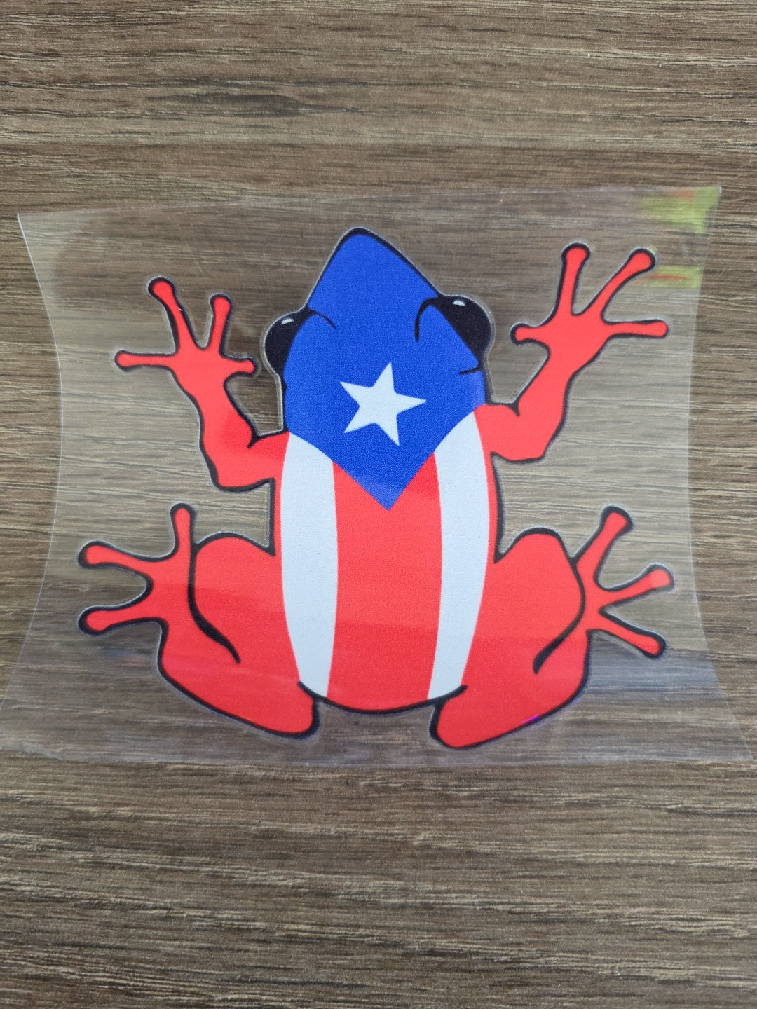Puerto Rico Flag Frog UV DTF Transfer – Boricua Pride Coquí Design for Hard Surfaces
