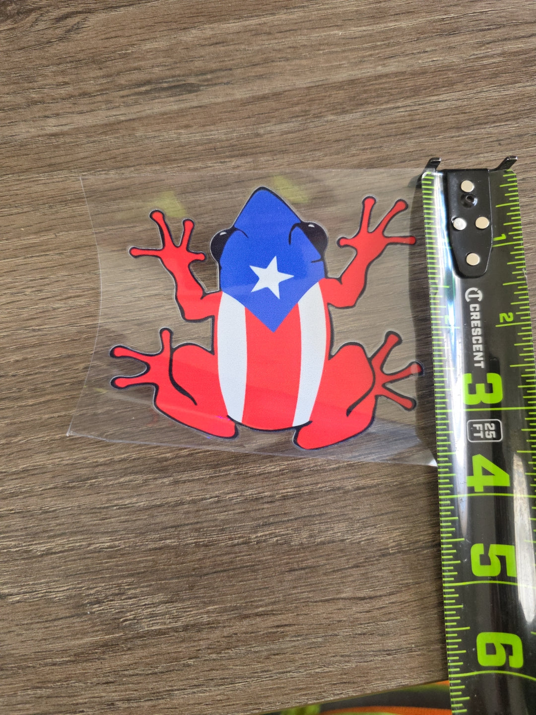 Puerto Rico Flag Frog UV DTF Transfer – Boricua Pride Coquí Design for Hard Surfaces