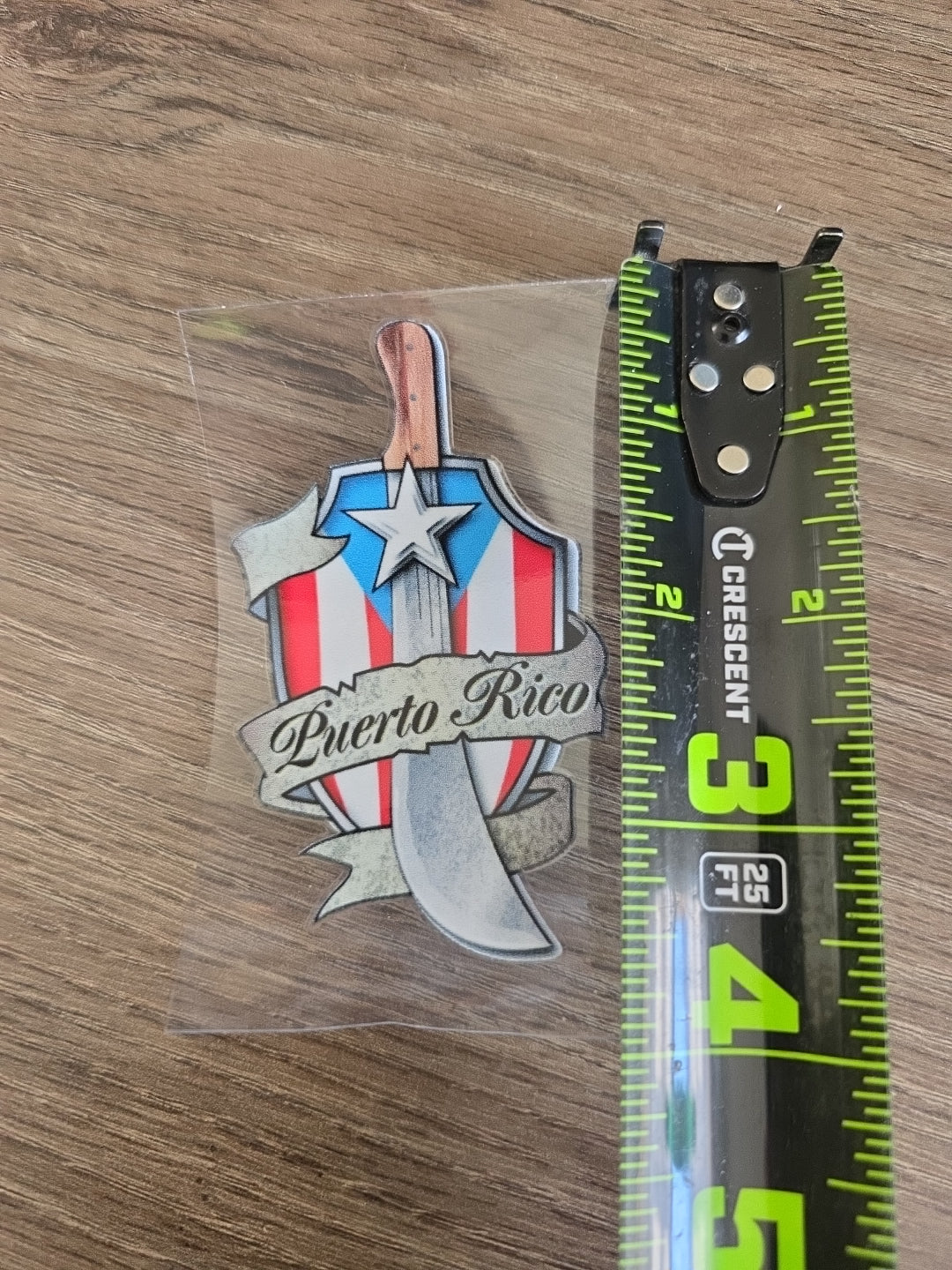 Puerto Rico Shield & Machete UV DTF Transfer – Boricua Pride Emblem Design for Hard Surfaces
