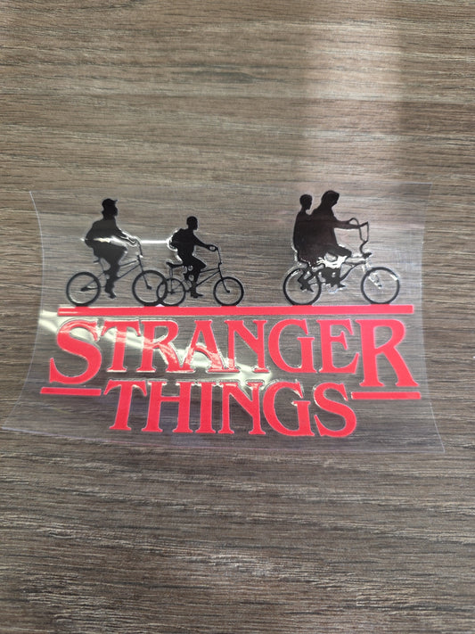 Stranger Things Bike Scene UV DTF Transfer – Retro Logo Design for Hard Surfaces