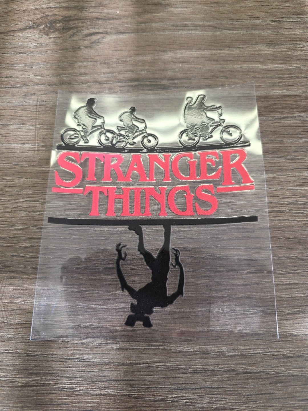 Stranger Things Upside Down UV DTF Transfer – Bike Scene Logo Design for Hard Surfaces