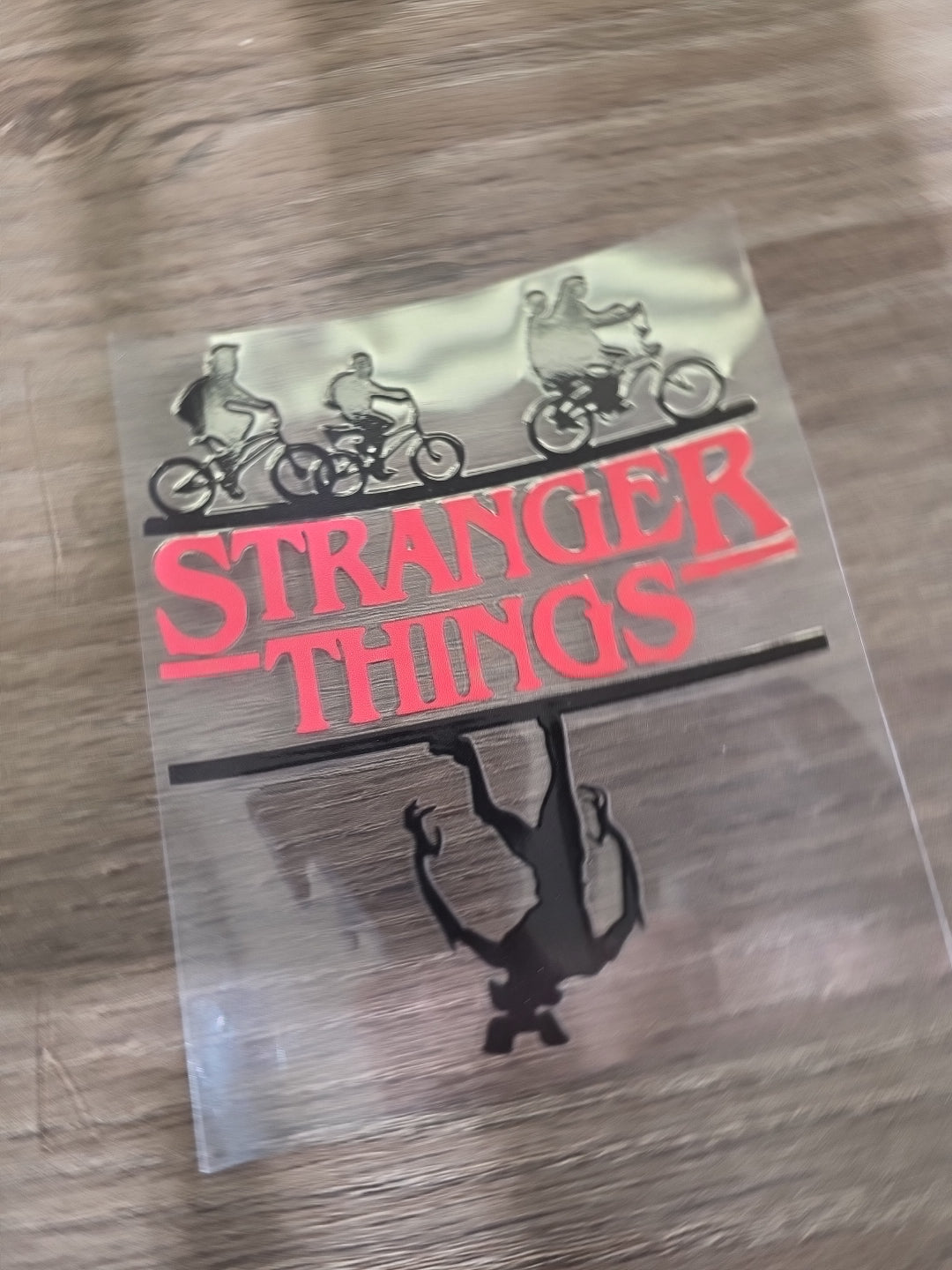 Stranger Things Upside Down UV DTF Transfer – Bike Scene Logo Design for Hard Surfaces