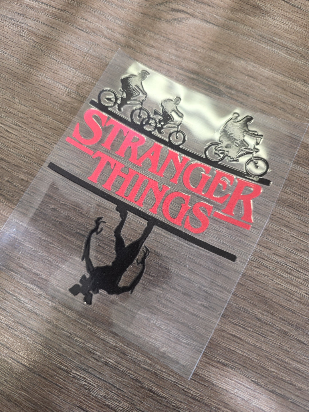 Stranger Things Upside Down UV DTF Transfer – Bike Scene Logo Design for Hard Surfaces