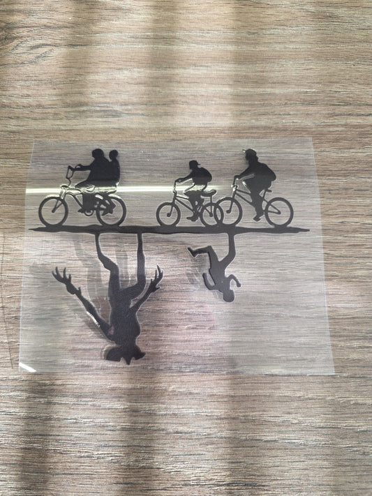 Stranger Things Upside Down Silhouette UV DTF Transfer – Bike Scene Shadow Design for Hard Surfaces
