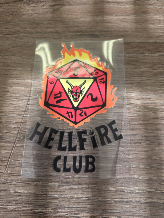Stranger Things Hellfire Club UV DTF Transfer – D20 Dice Design for Hard Surfaces