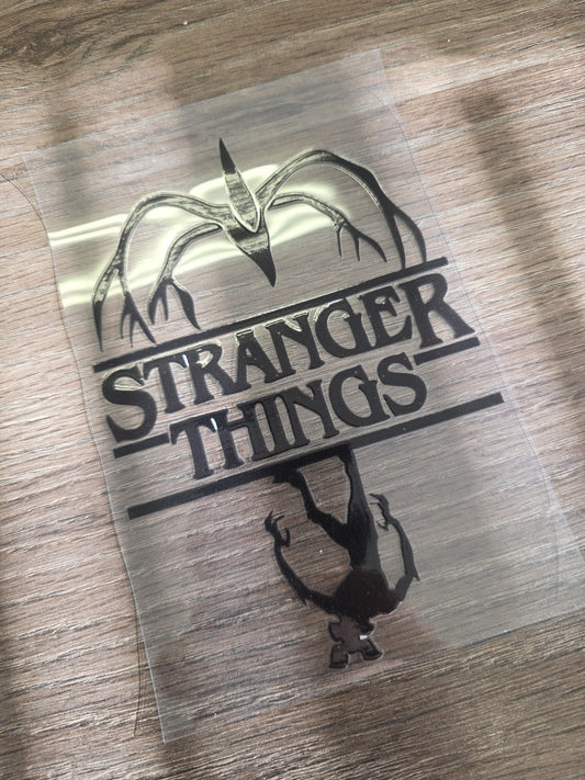 Stranger Things Upside Down Logo UV DTF Transfer – Demogorgon Mind Slayer Silhouette Design for Hard Surfaces