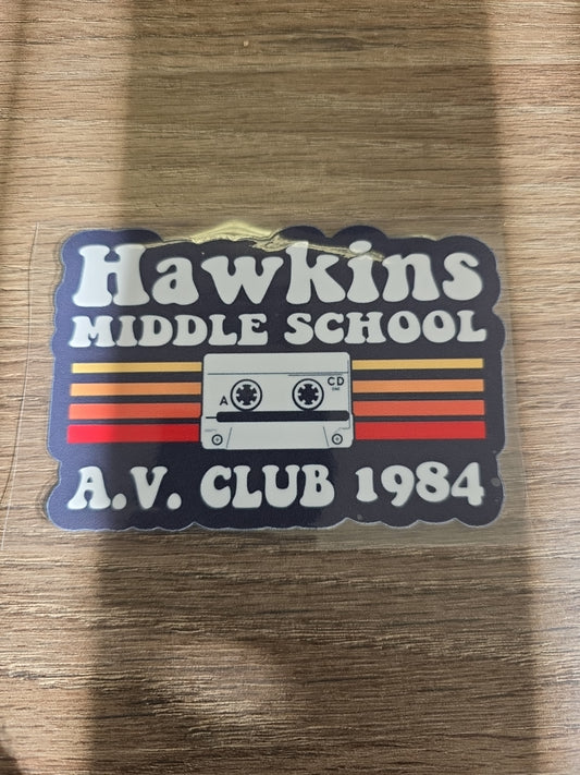 Stranger Things Hawkins Middle School A.V. Club UV DTF Transfer – Retro 1984 Design for Hard Surfaces