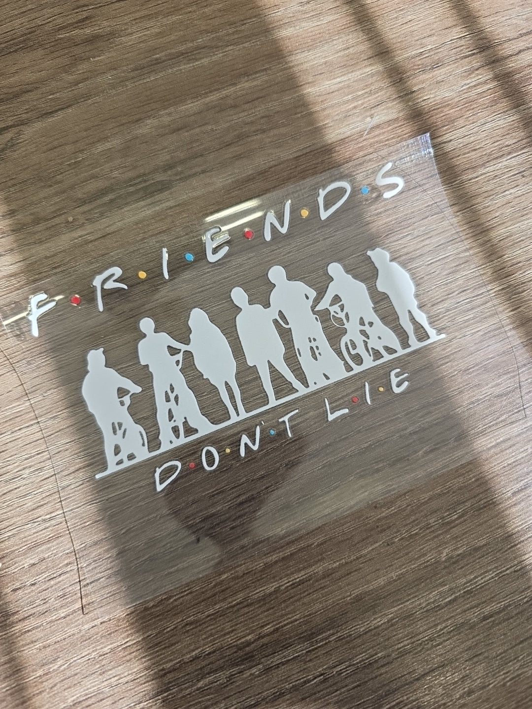 Friends Don’t Lie UV DTF Transfer – Stranger Things Silhouette Design for Hard Surfaces