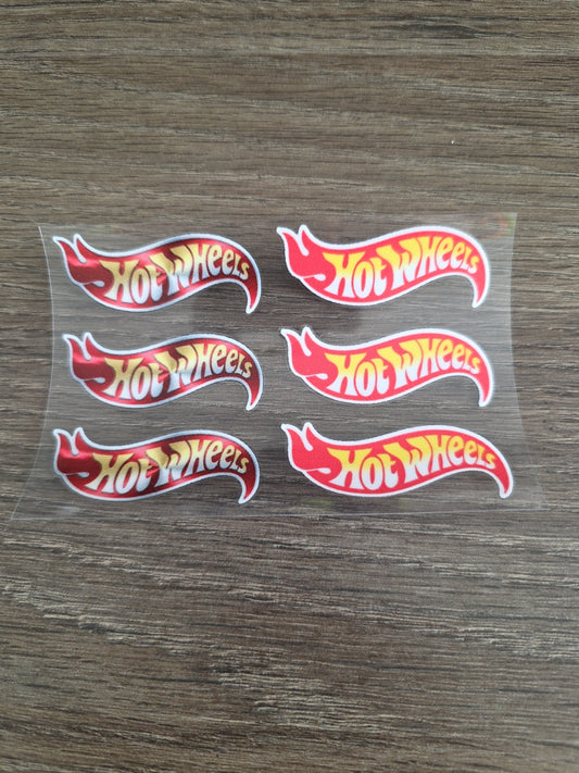 6pk Hot Wheels Mixed Logo 2in x .5